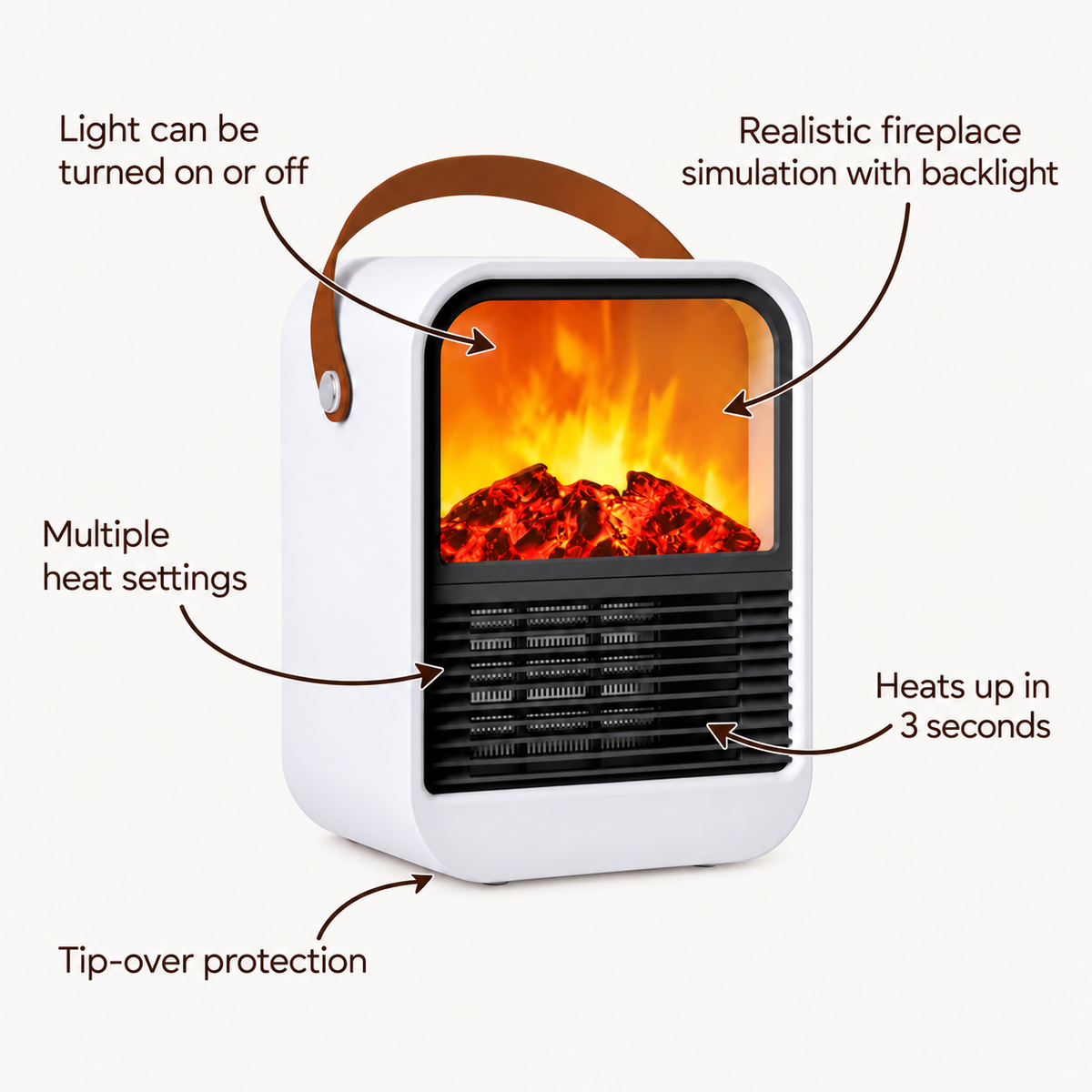 Space Heater Fan with Fireplace Simulation